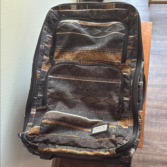 Dakine Carry On Roller Bag - Striped Black and Tan - Picture 1 of 6